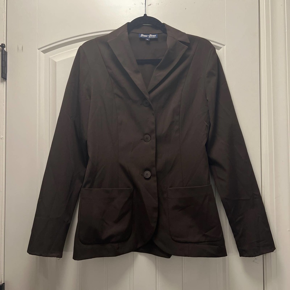Bisou Bisou by Michele Bohbot Women's Brown Button Front Blazer Suit Size 8